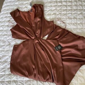 Express Satin Maxi Dress in Rich Brown